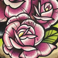 Traditional Tattoo Rose Wood Slab - Thumbnail 3