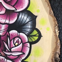 Traditional Tattoo Rose Wood Slab - Thumbnail 4