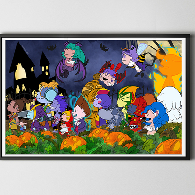 Darkstalkers x peanuts cute halloween print