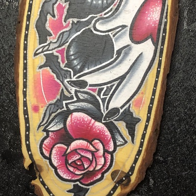 Love hurts wood slice