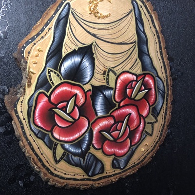 Antlers & roses wood slab - Thumbnail 3