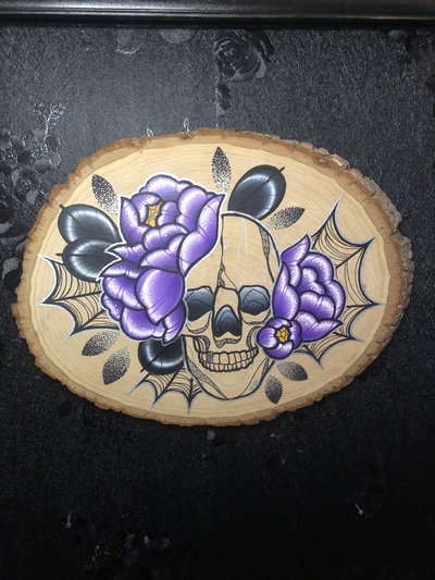 Skull & Webs Wood Slab