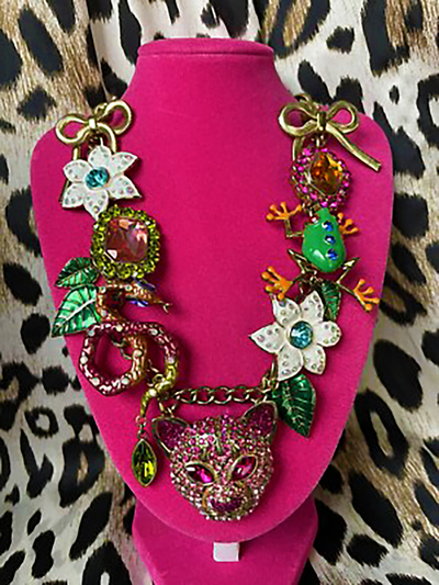 pink jungle necklace