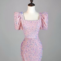 Pink Sequin Off-Shoulder Mermaid Gown: Elegant Prom Dress - Thumbnail 2