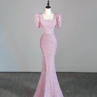 Pink Sequin Off-Shoulder Mermaid Gown: Elegant Prom Dress - Thumbnail 3