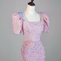 Pink Sequin Off-Shoulder Mermaid Gown: Elegant Prom Dress - Thumbnail 4