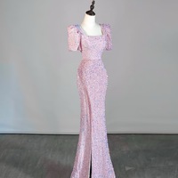 Pink Sequin Off-Shoulder Mermaid Gown: Elegant Prom Dress - Thumbnail 6