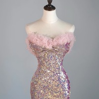 Sparkly Sequin Mermaid Prom Dress, Strapless Glitter Evening Gown, Fitted Formal Dress for Teens, Birthday or Party Dress - Thumbnail 1