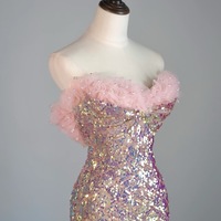 Sparkly Sequin Mermaid Prom Dress, Strapless Glitter Evening Gown, Fitted Formal Dress for Teens, Birthday or Party Dress - Thumbnail 3