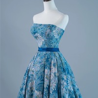 Custom floral embroidery long prom dress, Strapless  evening gown, strapless party dress with Belt - Thumbnail 5