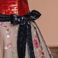 Red Lace with Black Belt A-line Floor Length Evening Dress  - Thumbnail 5