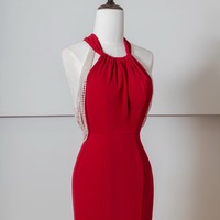 Red Prom Dress, Mermaid Prom Dress, Long Prom Dress with Pearl, Colored Wedding Dress, Evening Party Dress, Prom Gown - Thumbnail 1