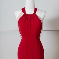 Red Prom Dress, Mermaid Prom Dress, Long Prom Dress with Pearl, Colored Wedding Dress, Evening Party Dress, Prom Gown - Thumbnail 4