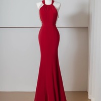 Red Prom Dress, Mermaid Prom Dress, Long Prom Dress with Pearl, Colored Wedding Dress, Evening Party Dress, Prom Gown - Thumbnail 5