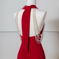 Red Prom Dress, Mermaid Prom Dress, Long Prom Dress with Pearl, Colored Wedding Dress, Evening Party Dress, Prom Gown - Thumbnail 6