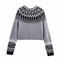 Street Fashion Casual Jacquard Knit Cardigan - Thumbnail 1