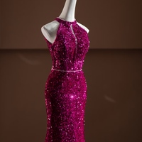 Elegant Purple Sequin Evening Gown,Sparkly Mermaid Prom Dress,Luxury Formal Party Dress - Thumbnail 3