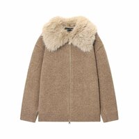 faux fur effect lapel jacket - Thumbnail 2