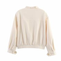 Street Fashion Solid Color Textured Button Jacket - Thumbnail 2