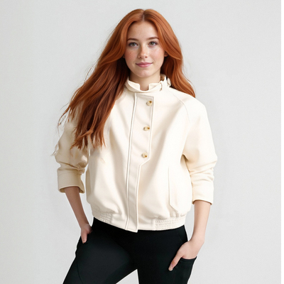 Street Fashion Solid Color Textured Button Jacket