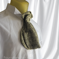 Golden Paisley Cravat With Pin - Thumbnail 4