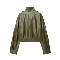 Street Fashion Faux Leather Effect Cropped Jacket - Thumbnail 2