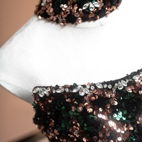 Shiny colorful sequined strapless floor-length dress with a neck gaiter,Detachable sleeves Prom Dresses  - Thumbnail 4