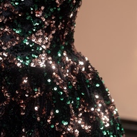 Shiny colorful sequined strapless floor-length dress with a neck gaiter,Detachable sleeves Prom Dresses  - Thumbnail 6