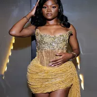 Gold Homecoming Dresses Prom Evening Sheath Beaded Crystals Sequined Short Mini Party Graduation Cocktail Birthday Holiday Club Gowns - Thumbnail 1