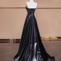 Black Strapless Sweetheart A-line Floor Length Prom Dresses  - Thumbnail 1