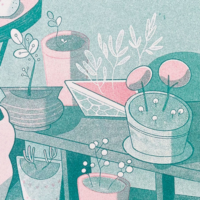 Frankie outside risograph print (8.5x12)