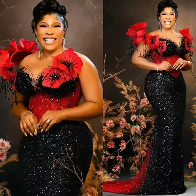 Aso ebi black mermaid prom dress beaded crystals sequined evening formal party second reception birthday engagement gowns dresses