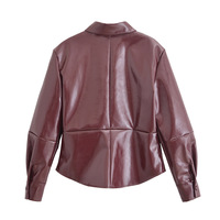 Shiny faux leather shirt jacket - Thumbnail 2