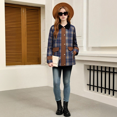 Street Fashion Casual Lapel Plaid Jacket