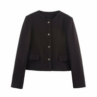 round neck short woolen coat - Thumbnail 2