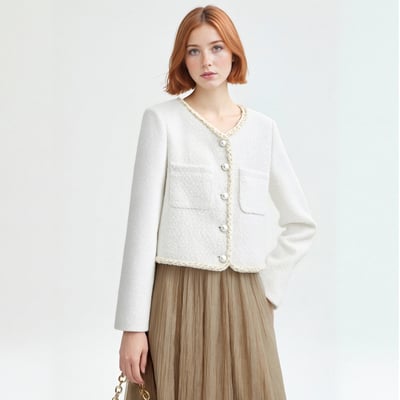 Elegant and fashionable pearl-decorated jacket