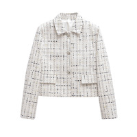 Stylish Textured Check Blazer - Thumbnail 2