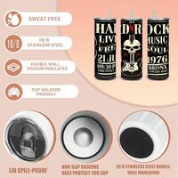 Hard Rock Music Soul Tumbler | Vintage Concert Poster Design with Skull & Guitar Travel Cup | Free Ship - Thumbnail 2