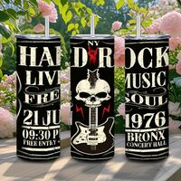 Hard Rock Music Soul Tumbler | Vintage Concert Poster Design with Skull & Guitar Travel Cup | Free Ship - Thumbnail 3