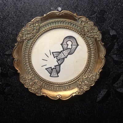 Framed original mini chain link painting