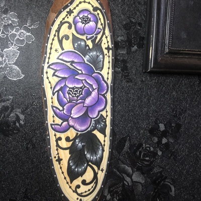 Purple peony wood slice - Thumbnail 1