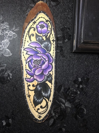 Purple Peony Wood Slice
