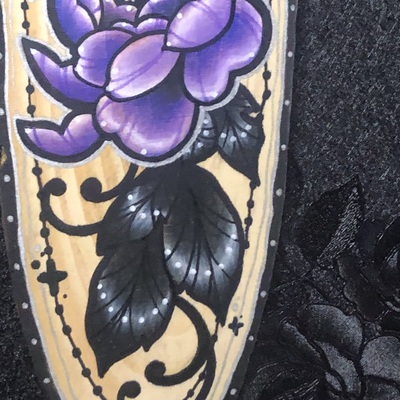 Purple peony wood slice