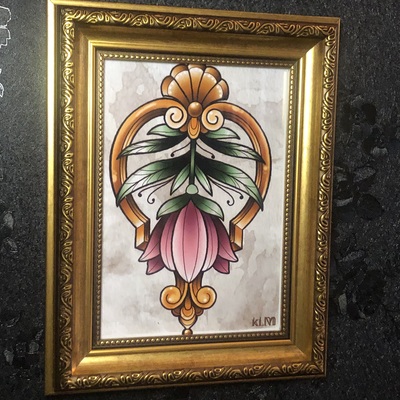 Art deco floral framed print