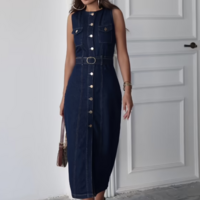 Denim Belt Dress - Thumbnail 2