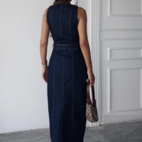 Denim Belt Dress - Thumbnail 3