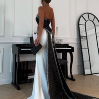 Vintage Sexy Long Stain Formal Prom Dress With Beading - Thumbnail 1