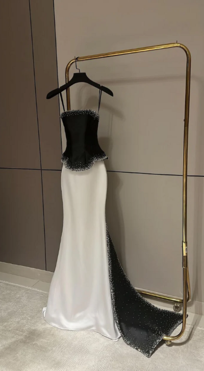 Vintage Sexy Long Stain Formal Prom Dress With Beading