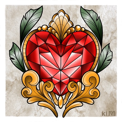 Heart gemstone mini print 5” x 5”