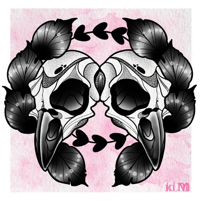 Twin Skulls Mini Print 5” x 5”